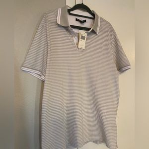 Michael Kors men’s Gray and White striped polo